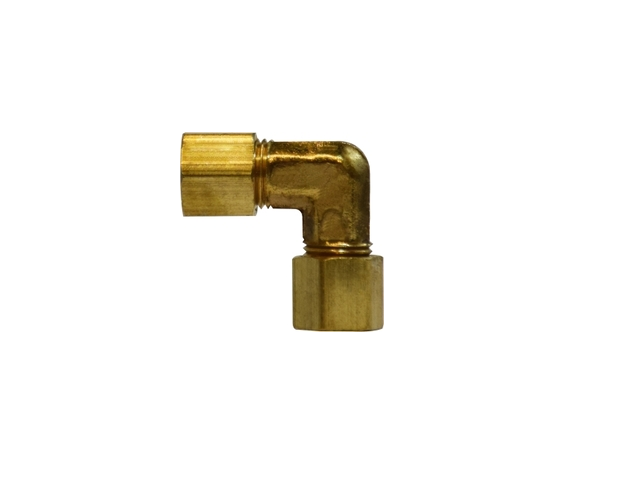 Brass Compression Fitting, 3/16 Tube to 1/8 NPT, 90 Degree
